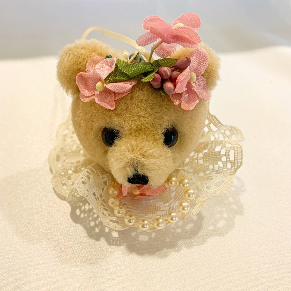 Victorian Teddy Bear Head Christmas Ornament